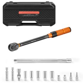 Torque Wrench 3/8-inch Drive Click Torque Wrench Dual Scale Readings, 5-45 Lbf-ft / 6.8-61.2 N.m, ±3% High Precision, With Spark Plug Sockets, Bi (Option: Default)