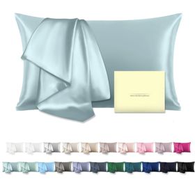 Mulberry Silk Pillowcase, Standard Size Pillow Cover For Hair And Skin, Soft Smooth Sleeping Pillowcase, Haze Blue (Option: MULTI)