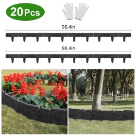 20-Piece 16ft Plastic Garden Edging, Cobblestone-Style Flexible Interlocking Landscape Border, PP Lawn Edging for Yard Flower Bed and Pathway Lan (Option: AS  pic)