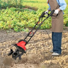 10 Amp Electric Tiller - 380 RPM Garden Cultivator with 4 Blades, 14" Working Width & Foldable Handle (Option: Default Title)