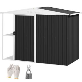 8 X 4ft Outdoor Garden Shed, Metal Shed With Air Vents And Lock For Backyard, Garden, Patio, Dark Gray (Option: Gray)