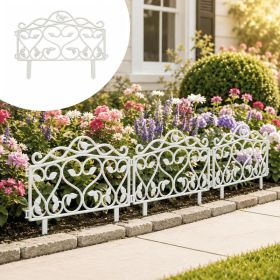 Set Of 10 New Decorative Garden Fences  European-Style Plastic Courtyard Fencing With Floral, Bird, And Scrollwork Motifs  Outdoor Landscape Edgi (Option: White)