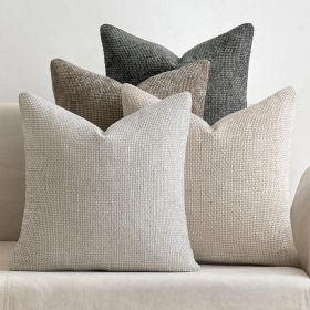 Chenille Pillow Covers 4 PCS, Soft Decorative 18x18 Inch Neutral Cushion Cases For Sofa, Couch, Bed And Home Decor (Option: MULTI)