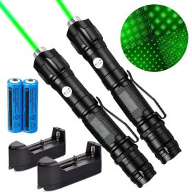 Green Laser Pointer USB Rechargeable Pen Light LED Flashlight Torch Visible Beam Lazer (Option: 2Pack)