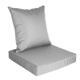 Outdoor Seat Cushion Set Waterproof Patio Furniture Cushion And Back Pillow Fade Resistant Deep Seat Set Chair Pad With Removable Cover For Chair (Option: SilverGrey)