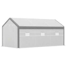 20' x10' x 9' Walk-in Greenhouse with Roll Up Door With 8 Closeable Windows (Option: as picture)