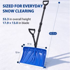 18IN Snow Shovel, Poly Blade, Spring Assisted Handle, Strain Reducing Design (Option: Blue)