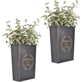 Rustic Metal Wall Planters 2 Pack, Farmhouse Hanging Wall Vases For Plants, Flowers And Indoor Or Outdoor Home Decor (Option: MULTI)