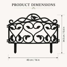 Set Of 10 New Decorative Garden Fences  European-Style Plastic Courtyard Fencing With Floral, Bird, And Scrollwork Motifs  Outdoor Landscape Edgi (Option: Black)