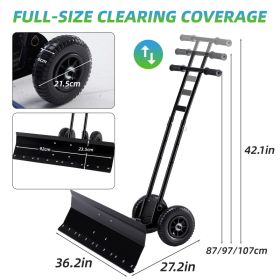 Adjustable Wheeled Snow Pusher, Q235 Carbon Steel Snow Removal Tool For Yard & Driveway (Option: Black 36IN)