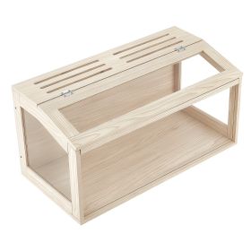 Wooden Hamster Cage 31.9"x16.1"x16.1" 270° Viewing Hamster Habitat, Chewproof Acrylic Small Animal Cage With Openable Top, Large Pet Enclosure Fo (Option: Default)